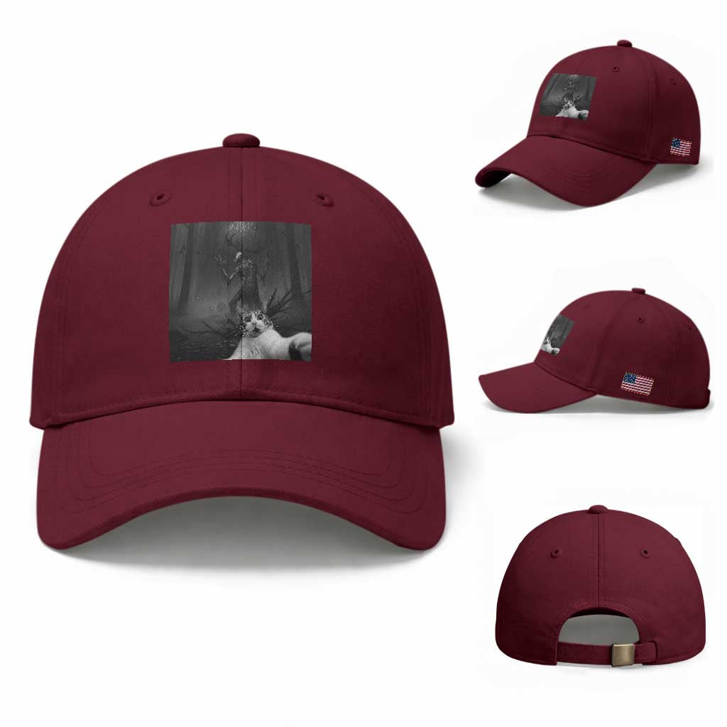 Cat Selfie With Wendigo Baseball Cap Horror Halloween Funny Cat Gifts