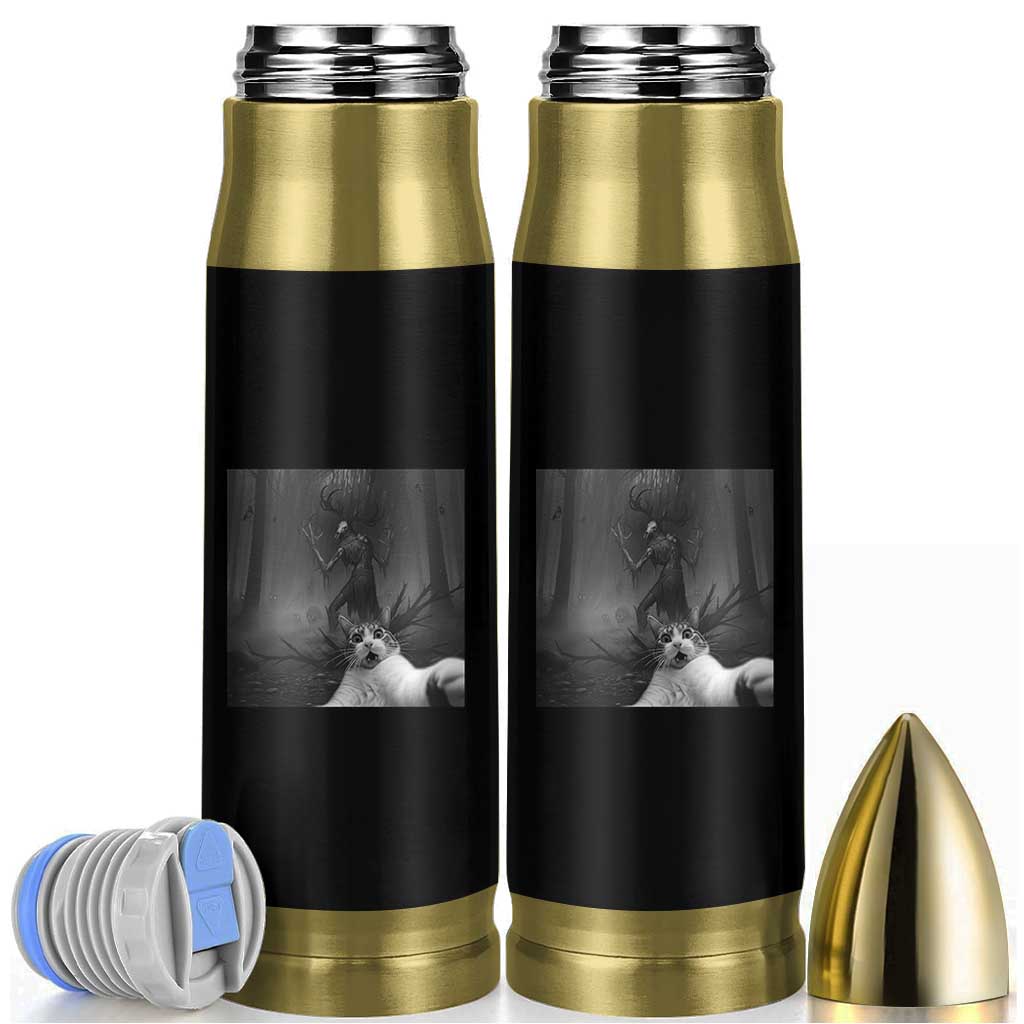 Cat Selfie With Wendigo Bullet Tumbler Horror Halloween Funny Cat Gifts