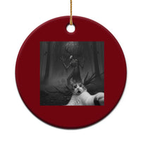 Cat Selfie With Wendigo Ceramic Ornament Horror Halloween Funny Cat Gifts