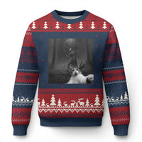 Cat Selfie With Wendigo Ugly Christmas Sweater Horror Halloween Funny Cat Gifts