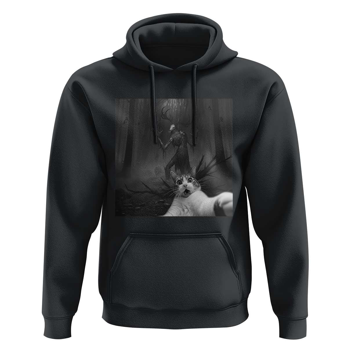 Cat Selfie With Wendigo Hoodie Horror Halloween Funny Cat Gifts