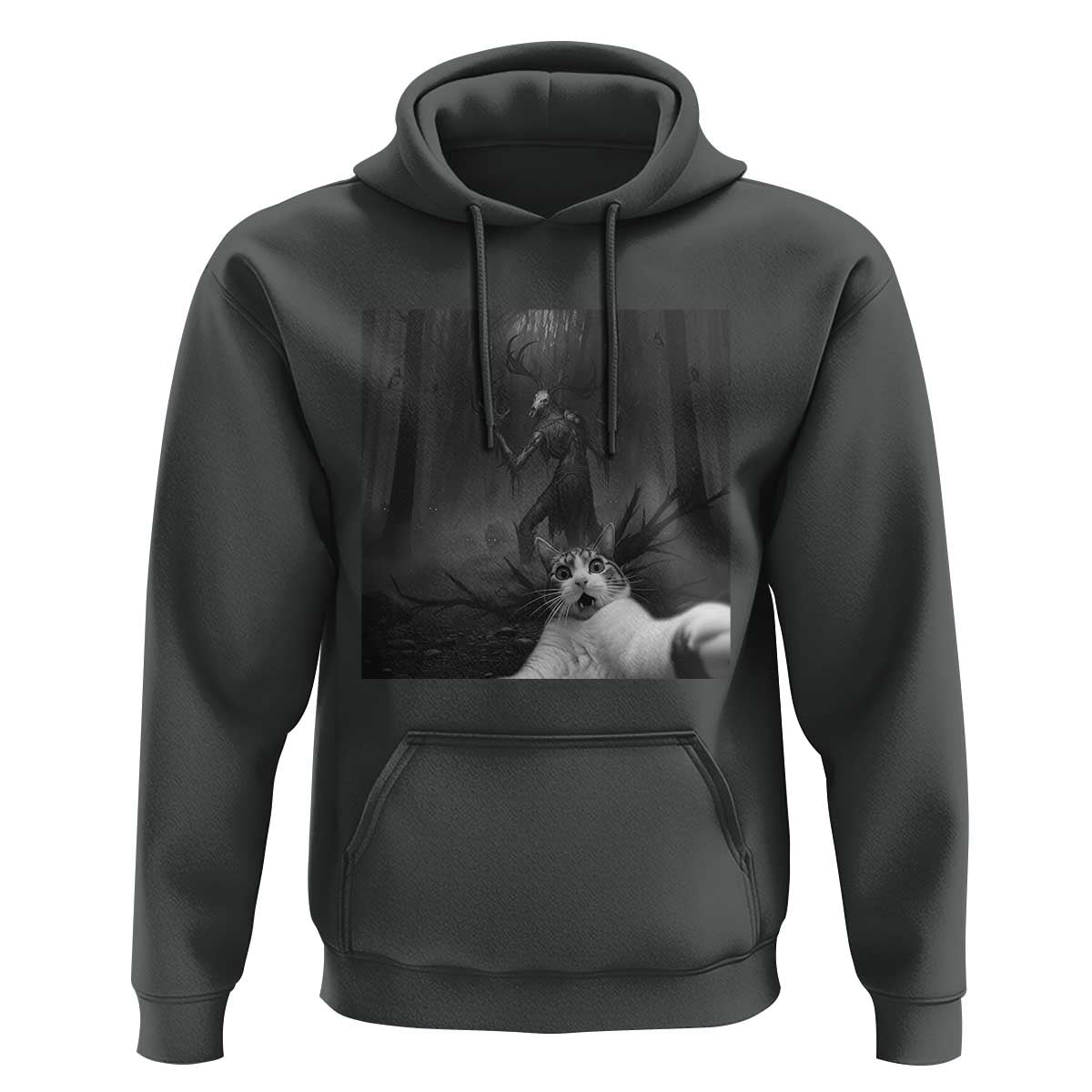 Cat Selfie With Wendigo Hoodie Horror Halloween Funny Cat Gifts