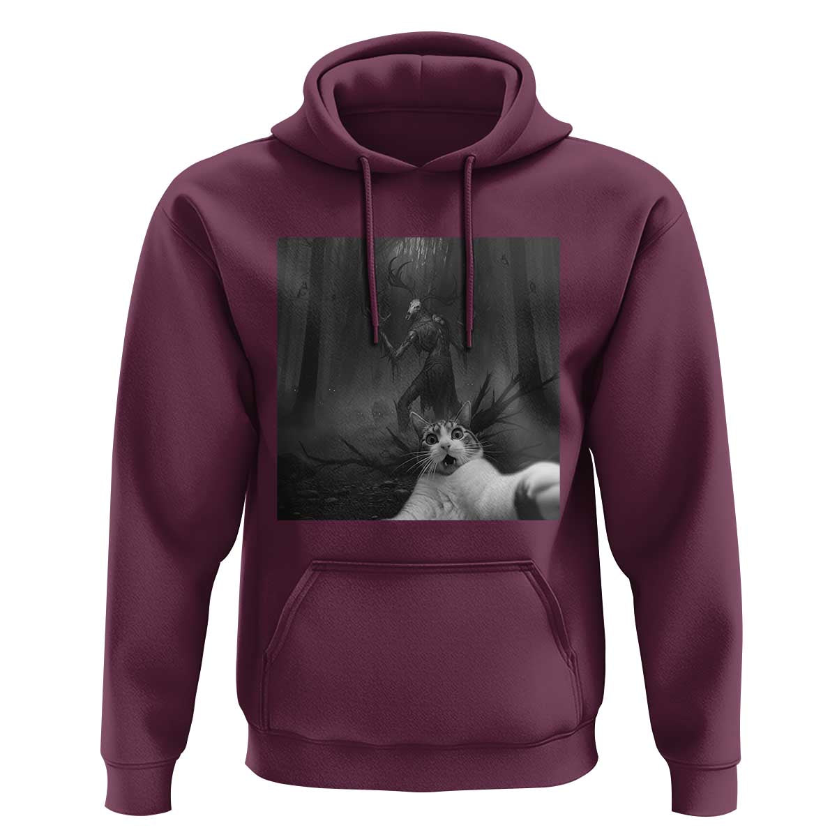 Cat Selfie With Wendigo Hoodie Horror Halloween Funny Cat Gifts
