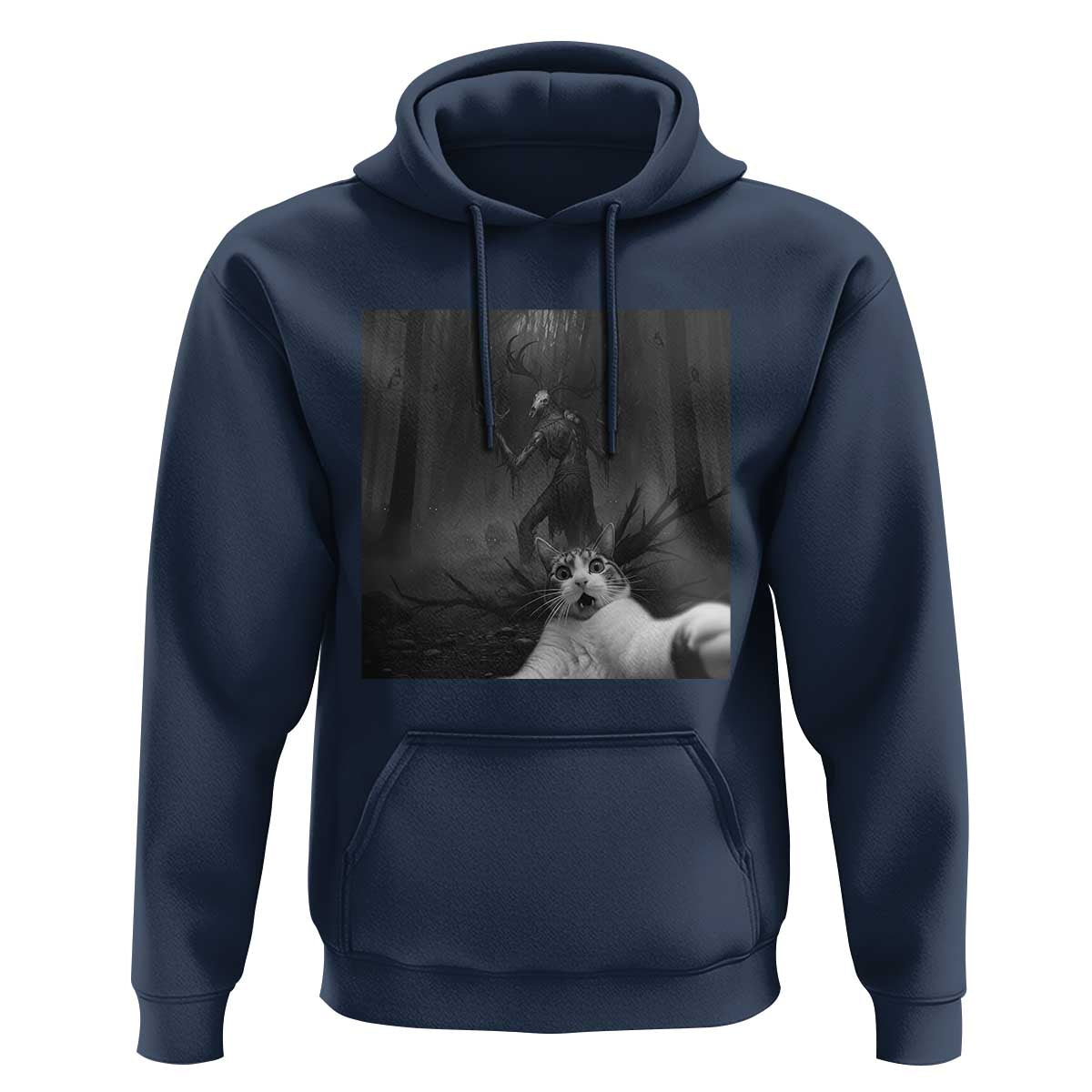 Cat Selfie With Wendigo Hoodie Horror Halloween Funny Cat Gifts