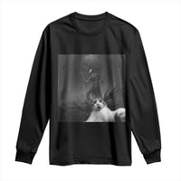 Cat Selfie With Wendigo Long Sleeve Shirt Horror Halloween Funny Cat Gifts