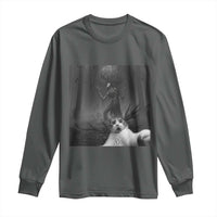 Cat Selfie With Wendigo Long Sleeve Shirt Horror Halloween Funny Cat Gifts
