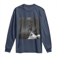 Cat Selfie With Wendigo Long Sleeve Shirt Horror Halloween Funny Cat Gifts