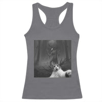Cat Selfie With Wendigo Racerback Tank Top Horror Halloween Funny Cat Gifts