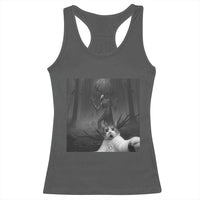 Cat Selfie With Wendigo Racerback Tank Top Horror Halloween Funny Cat Gifts