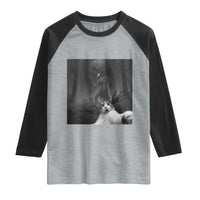 Cat Selfie With Wendigo Raglan Shirt Horror Halloween Funny Cat Gifts