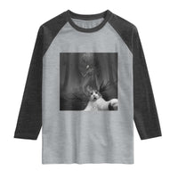 Cat Selfie With Wendigo Raglan Shirt Horror Halloween Funny Cat Gifts
