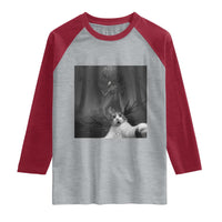 Cat Selfie With Wendigo Raglan Shirt Horror Halloween Funny Cat Gifts