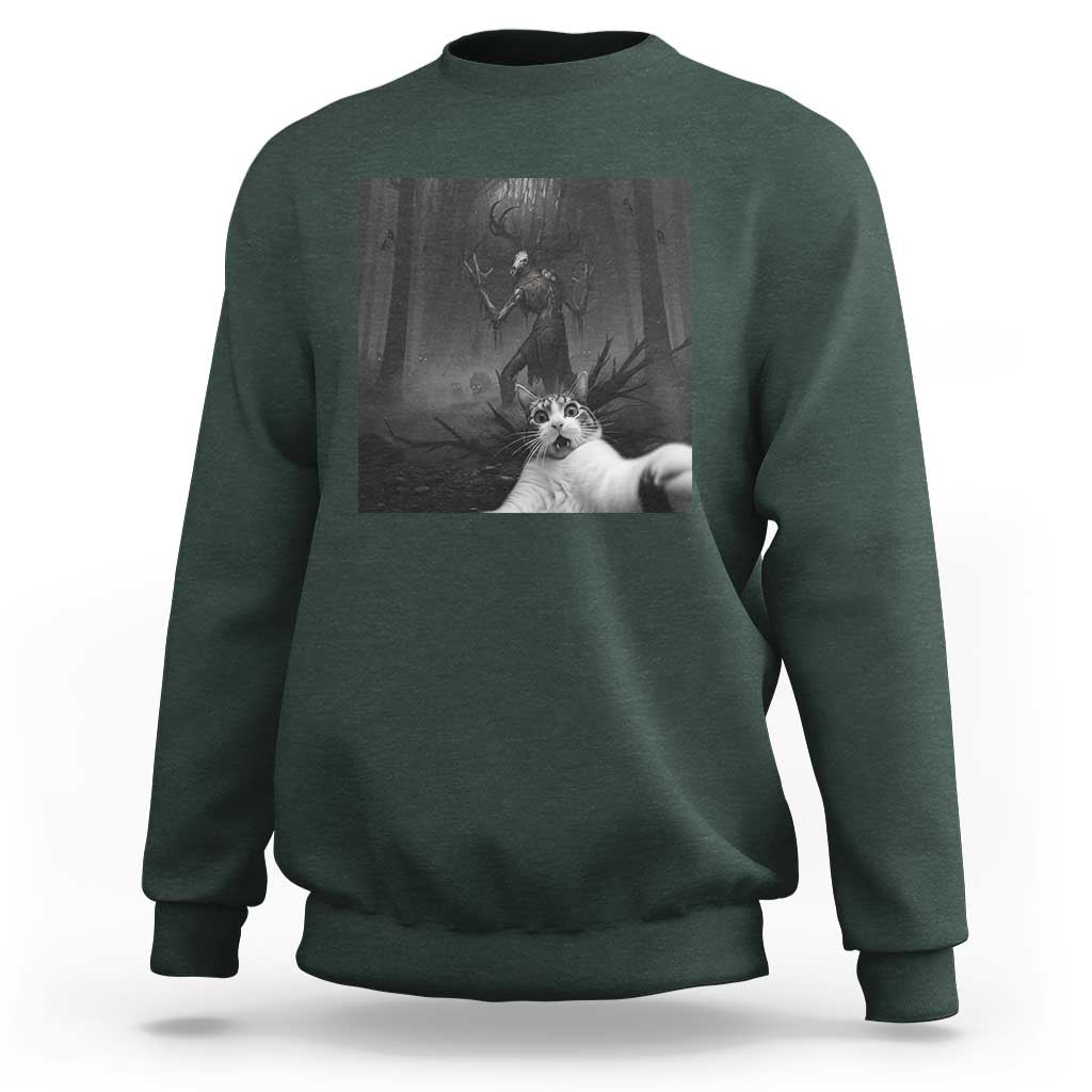 Cat Selfie With Wendigo Sweatshirt Horror Halloween Funny Cat Gifts