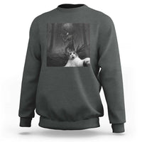 Cat Selfie With Wendigo Sweatshirt Horror Halloween Funny Cat Gifts