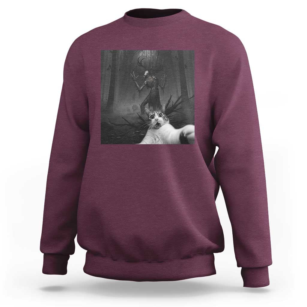 Cat Selfie With Wendigo Sweatshirt Horror Halloween Funny Cat Gifts