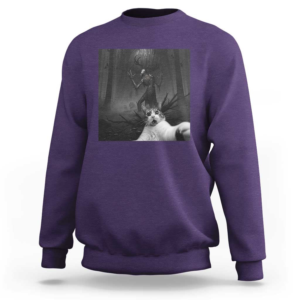 Cat Selfie With Wendigo Sweatshirt Horror Halloween Funny Cat Gifts