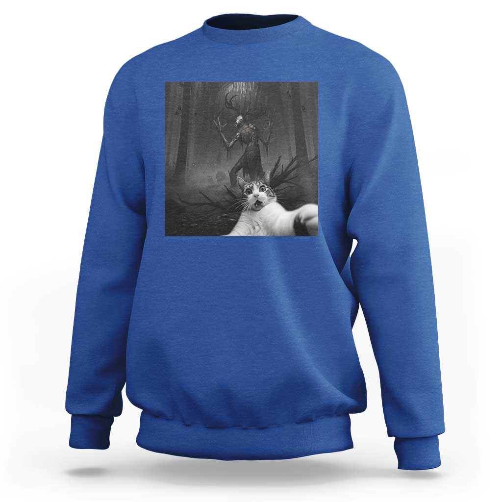 Cat Selfie With Wendigo Sweatshirt Horror Halloween Funny Cat Gifts