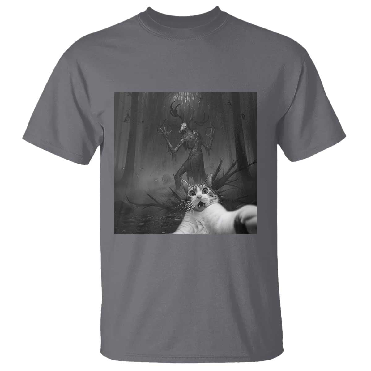 Cat Selfie With Wendigo T Shirt Horror Halloween Funny Cat Gifts