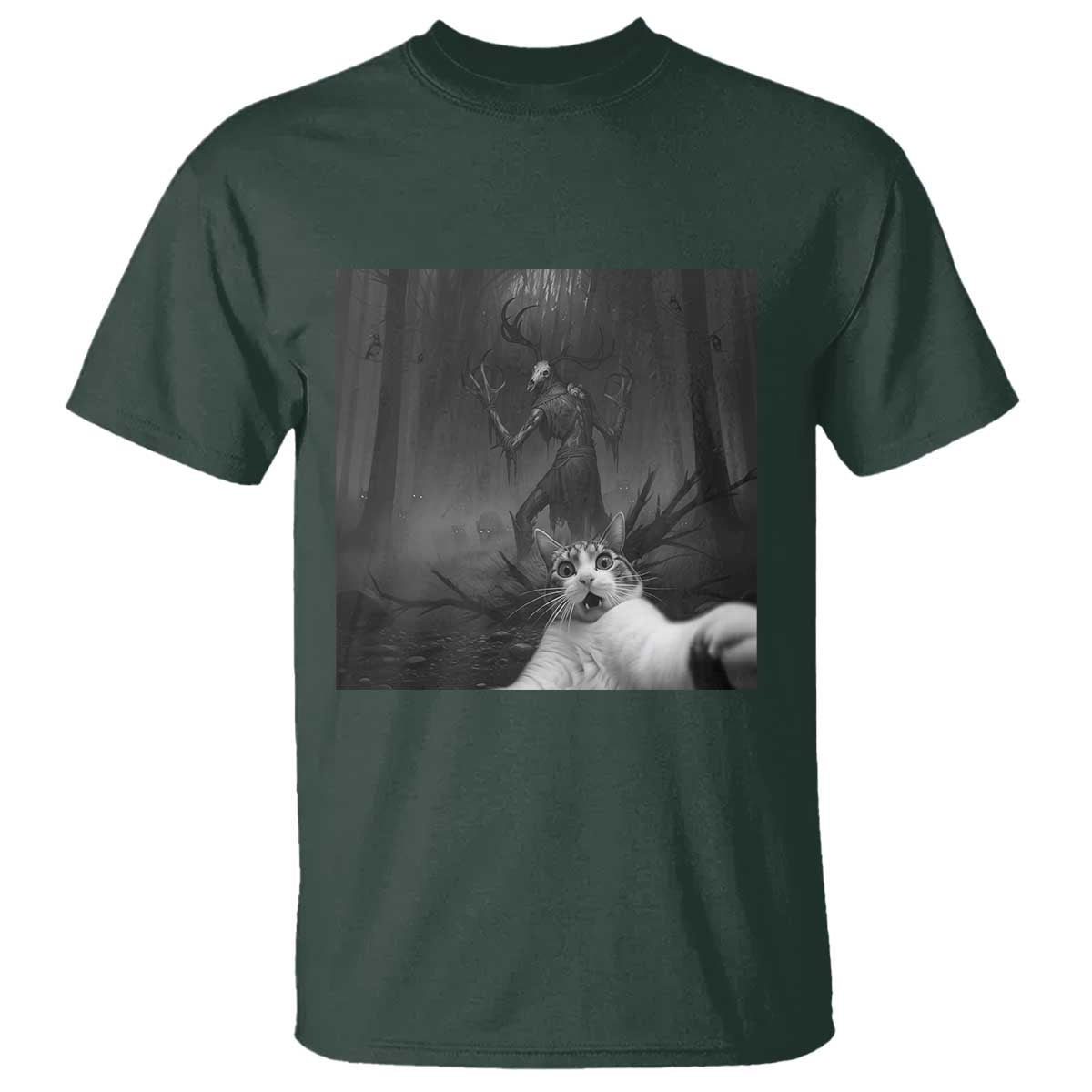 Cat Selfie With Wendigo T Shirt Horror Halloween Funny Cat Gifts