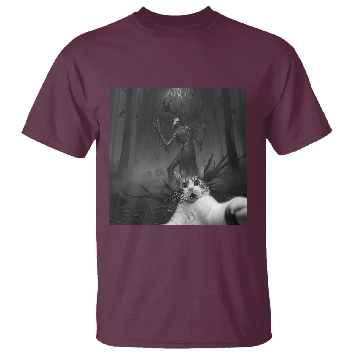 Cat Selfie With Wendigo T Shirt Horror Halloween Funny Cat Gifts
