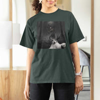 Cat Selfie With Wendigo T Shirt For Women Horror Halloween Funny Cat Gifts