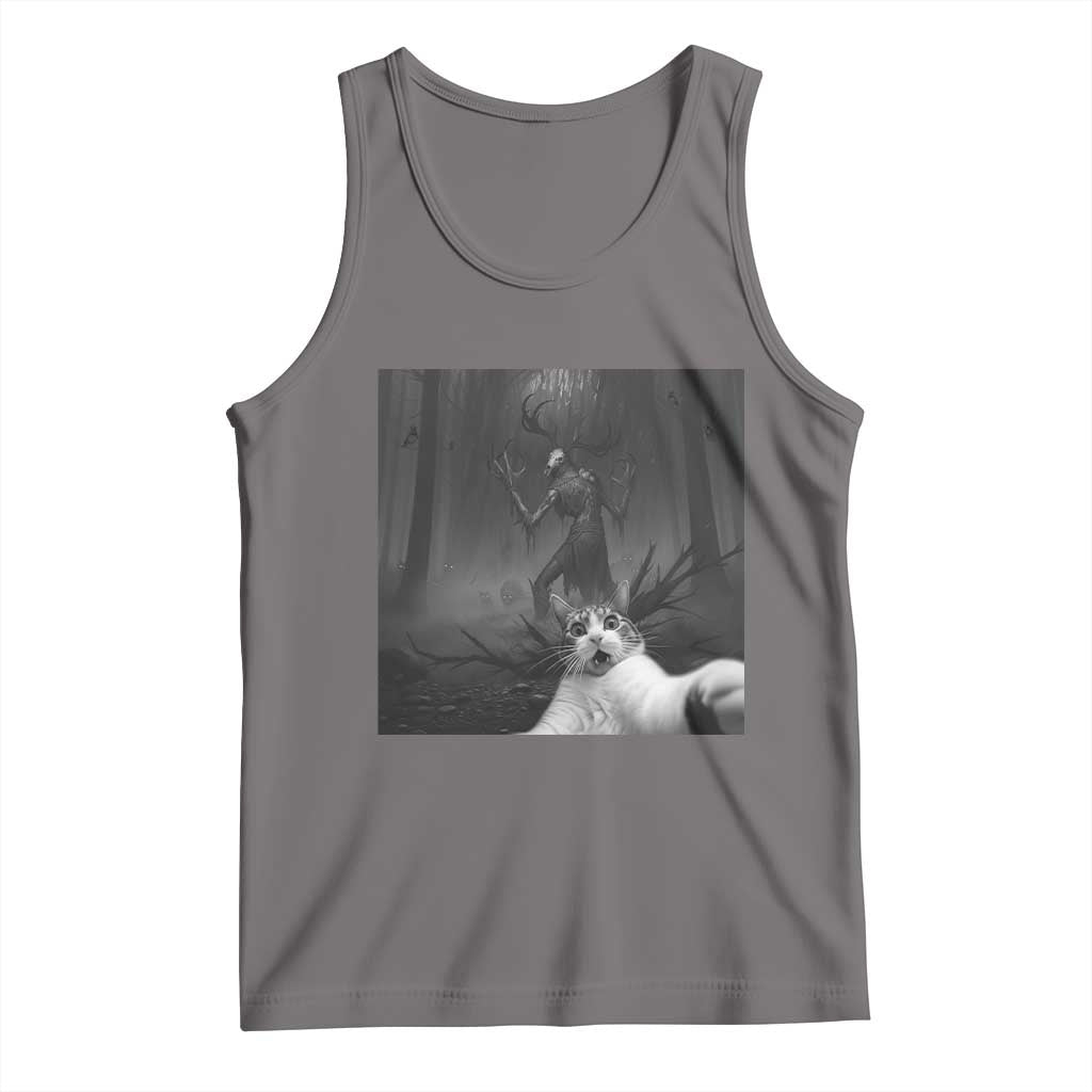 Cat Selfie With Wendigo Tank Top Horror Halloween Funny Cat Gifts