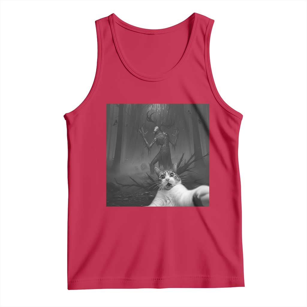 Cat Selfie With Wendigo Tank Top Horror Halloween Funny Cat Gifts