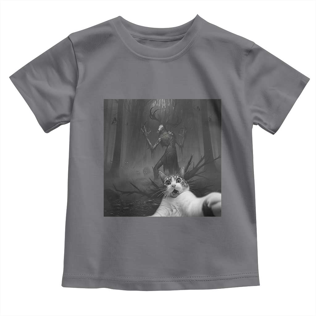 Cat Selfie With Wendigo Toddler T Shirt Horror Halloween Funny Cat Gifts