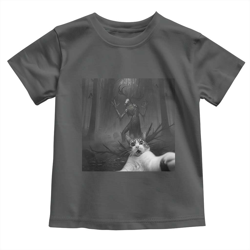 Cat Selfie With Wendigo Toddler T Shirt Horror Halloween Funny Cat Gifts
