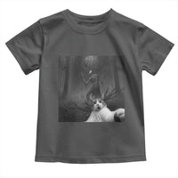 Cat Selfie With Wendigo Toddler T Shirt Horror Halloween Funny Cat Gifts
