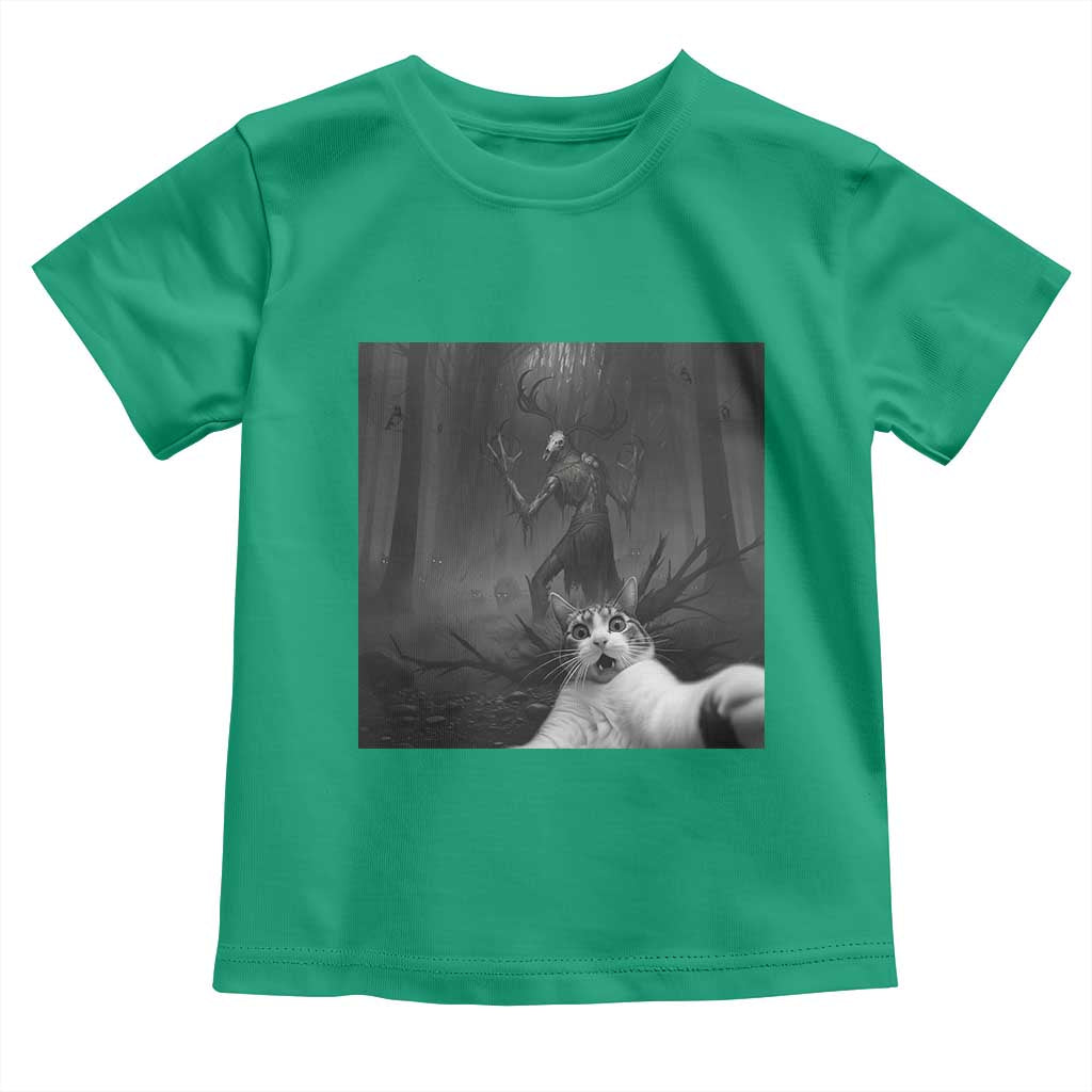 Cat Selfie With Wendigo Toddler T Shirt Horror Halloween Funny Cat Gifts