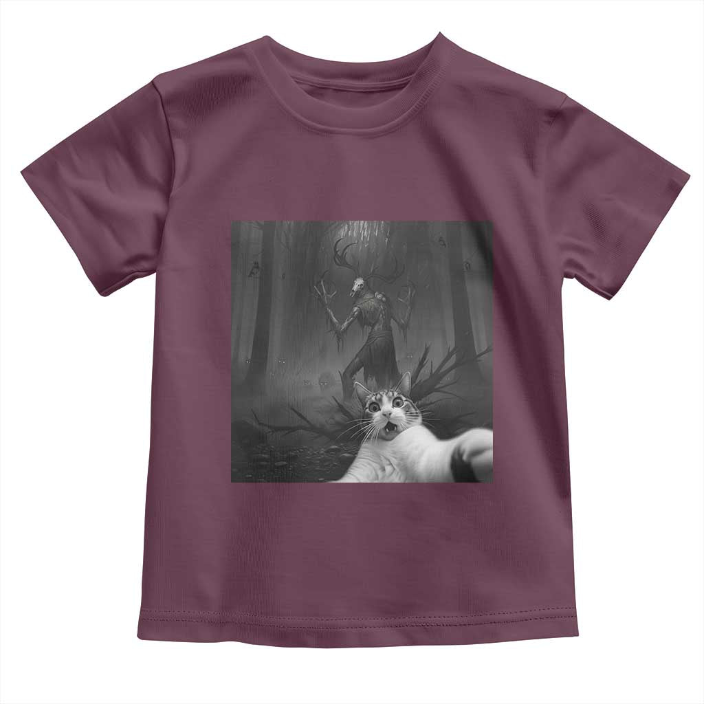 Cat Selfie With Wendigo Toddler T Shirt Horror Halloween Funny Cat Gifts