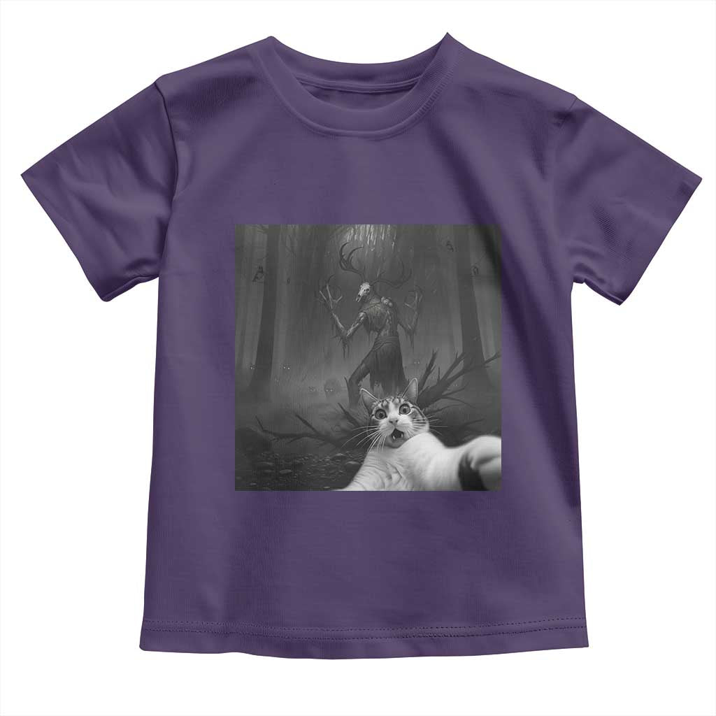 Cat Selfie With Wendigo Toddler T Shirt Horror Halloween Funny Cat Gifts