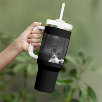 Cat Selfie With Wendigo Tumbler With Handle Horror Halloween Funny Cat Gifts