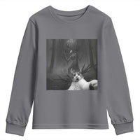 Cat Selfie With Wendigo Youth Sweatshirt Horror Halloween Funny Cat Gifts
