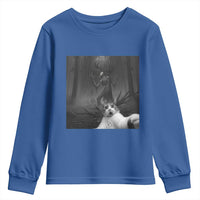 Cat Selfie With Wendigo Youth Sweatshirt Horror Halloween Funny Cat Gifts