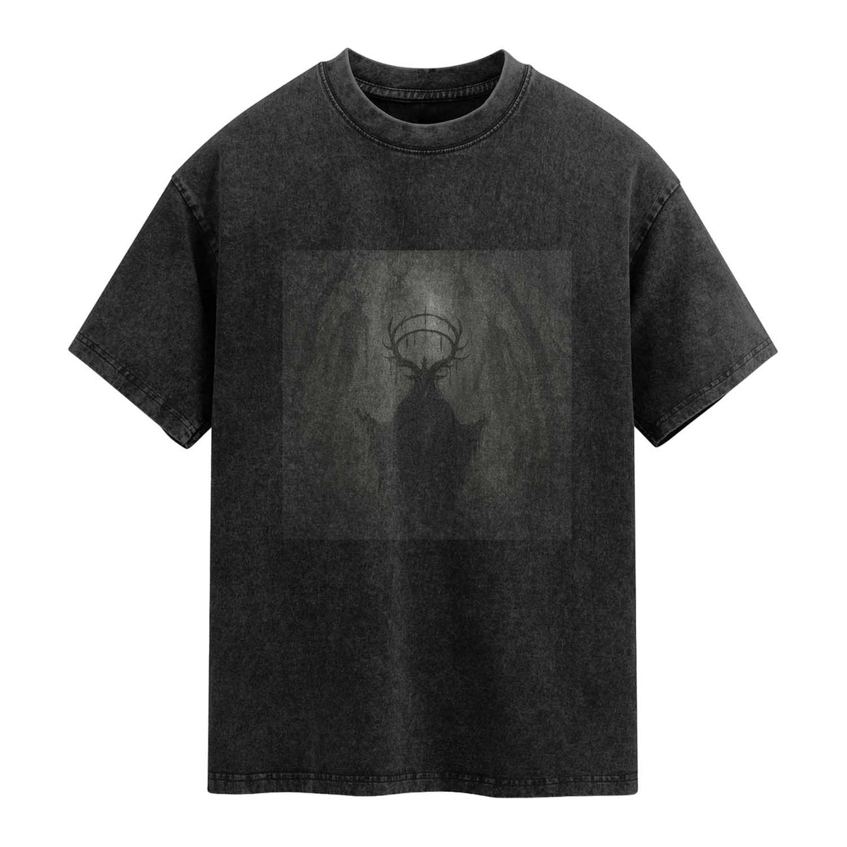 Wendigo Washed Cotton T-Shirt Gothic Horror Forest Demon Cryptid Occult Dark Fantasy