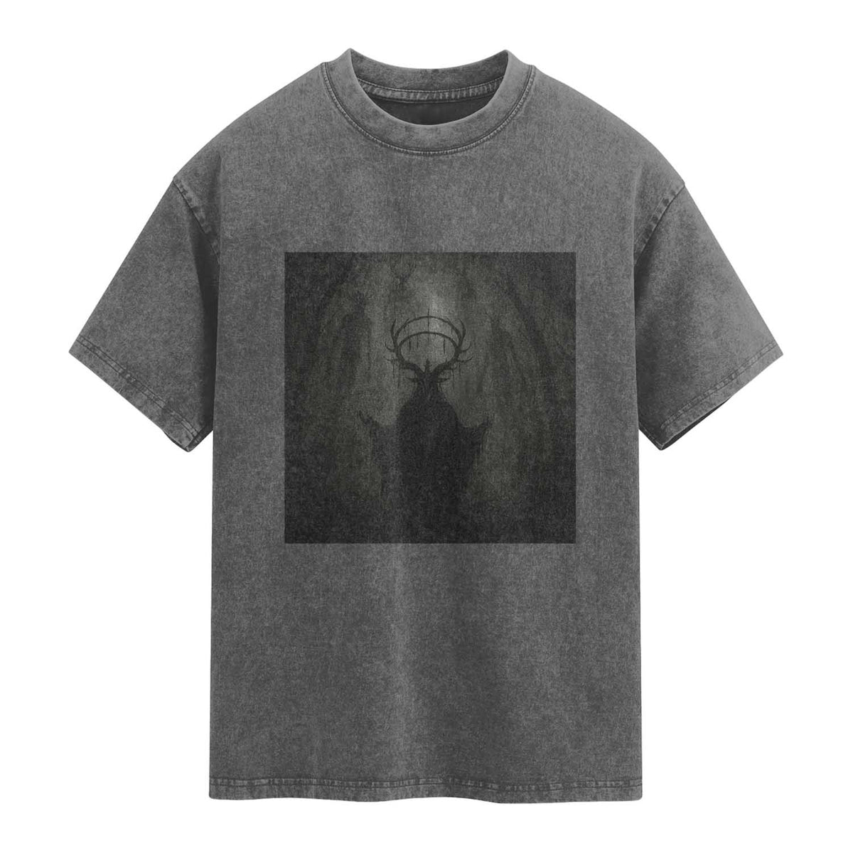 Wendigo Washed Cotton T-Shirt Gothic Horror Forest Demon Cryptid Occult Dark Fantasy