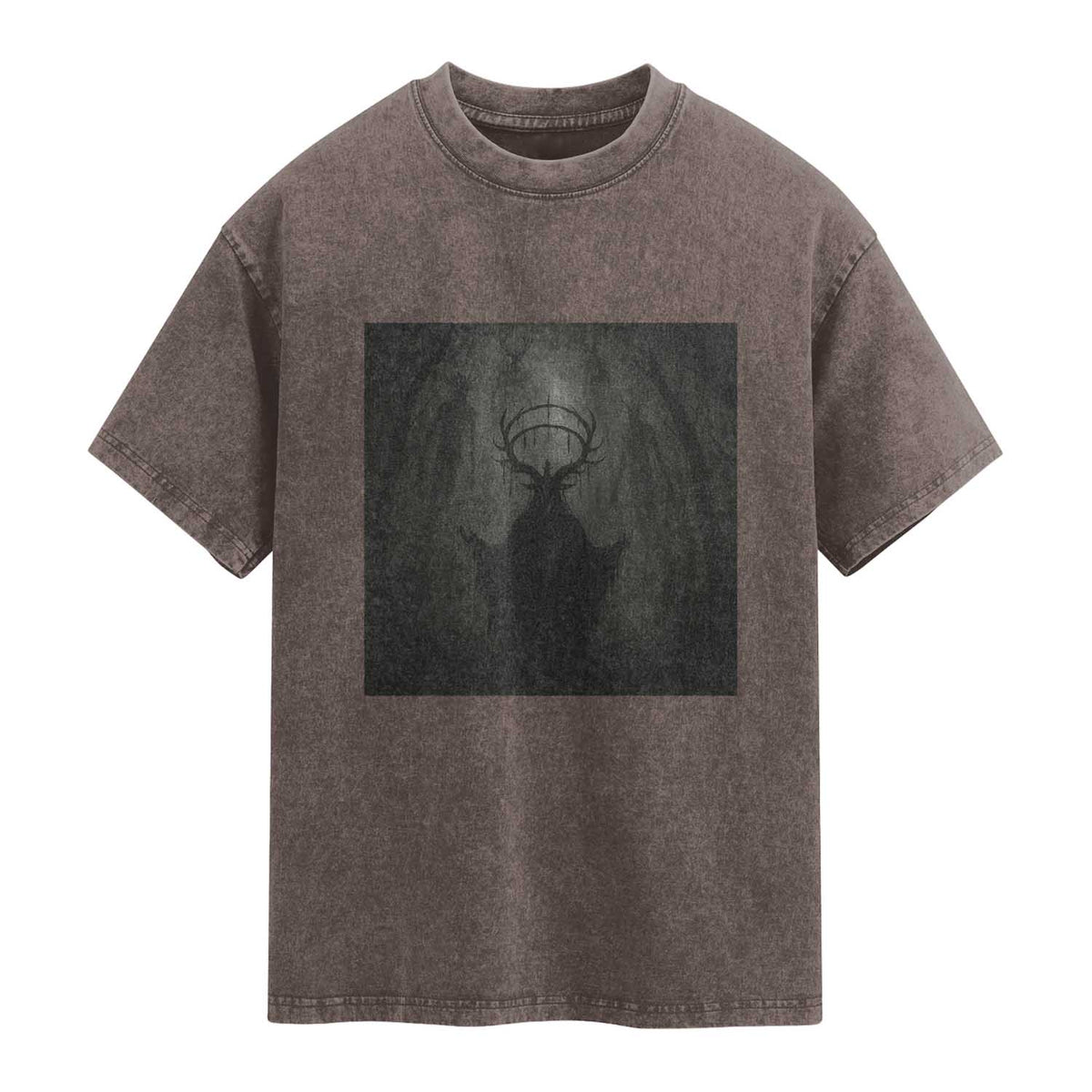 Wendigo Washed Cotton T-Shirt Gothic Horror Forest Demon Cryptid Occult Dark Fantasy
