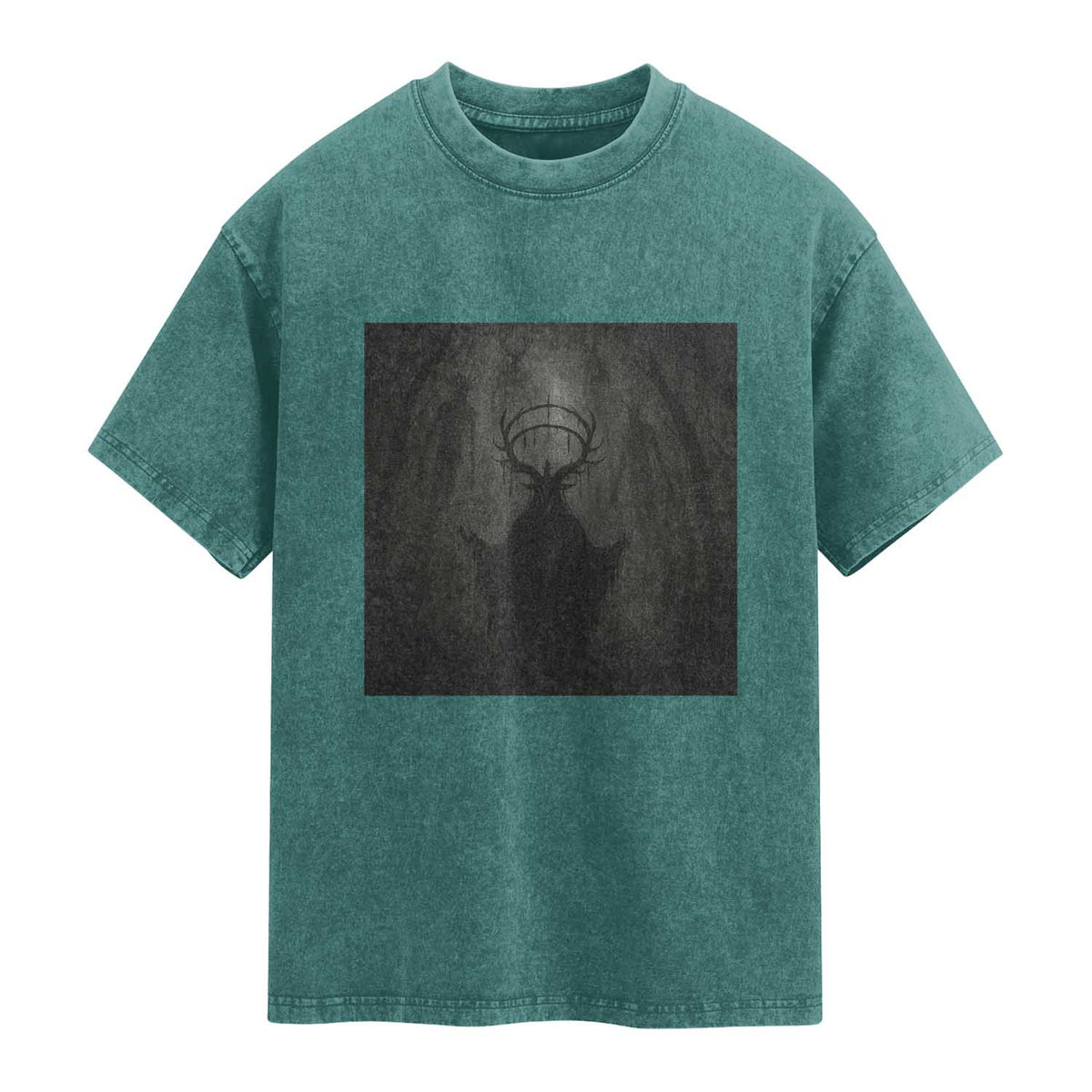 Wendigo Washed Cotton T-Shirt Gothic Horror Forest Demon Cryptid Occult Dark Fantasy