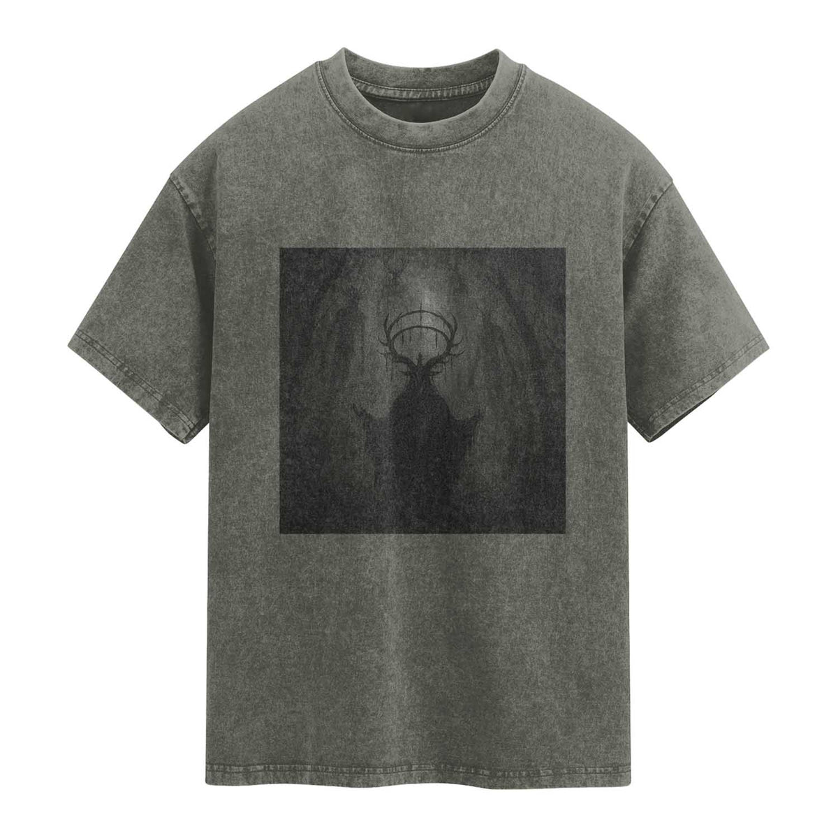 Wendigo Washed Cotton T-Shirt Gothic Horror Forest Demon Cryptid Occult Dark Fantasy