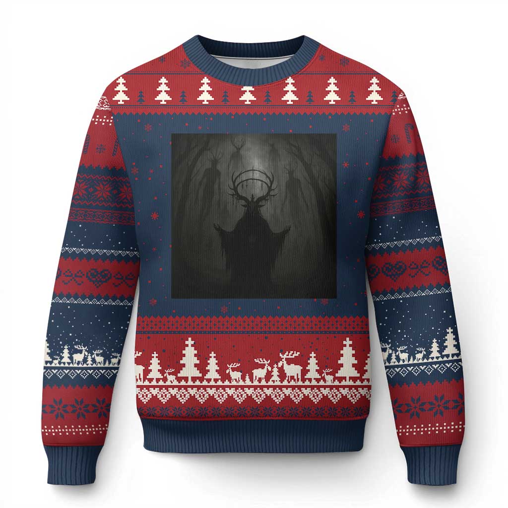 Wendigo Ugly Christmas Sweater Gothic Horror Forest Demon Cryptid Occult Dark Fantasy - Wonder Print Shop