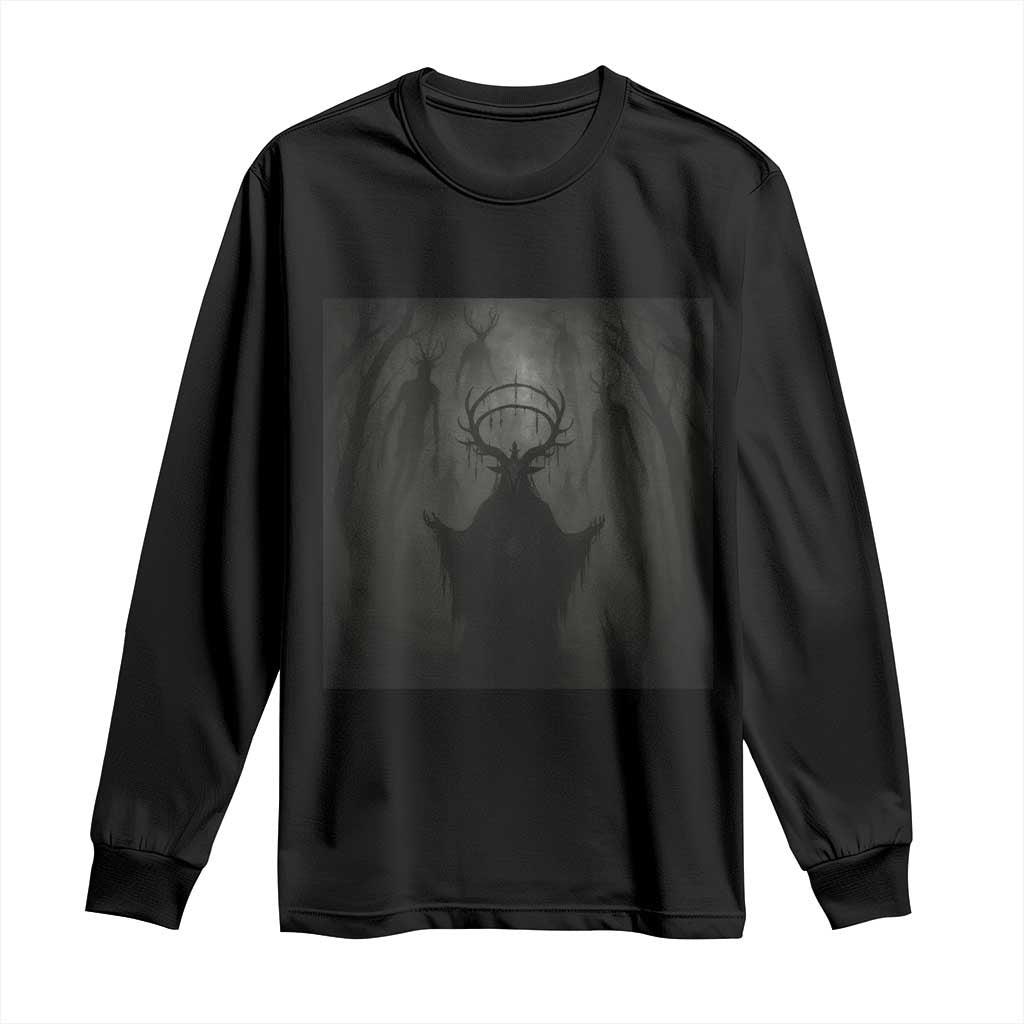 Wendigo Long Sleeve Shirt Gothic Horror Forest Demon Cryptid Occult Dark Fantasy - Wonder Print Shop
