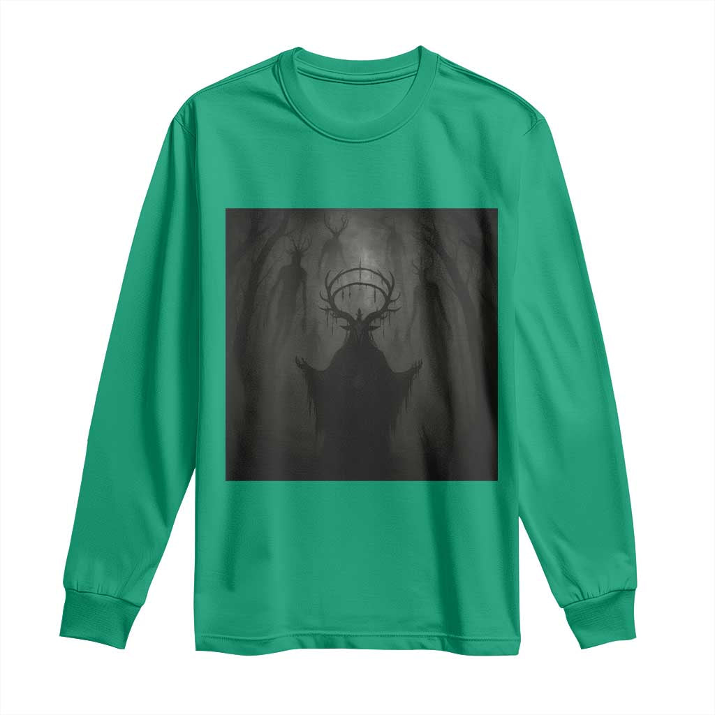 Wendigo Long Sleeve Shirt Gothic Horror Forest Demon Cryptid Occult Dark Fantasy - Wonder Print Shop