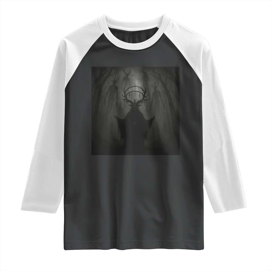 Wendigo Raglan Shirt Gothic Horror Forest Demon Cryptid Occult Dark Fantasy - Wonder Print Shop