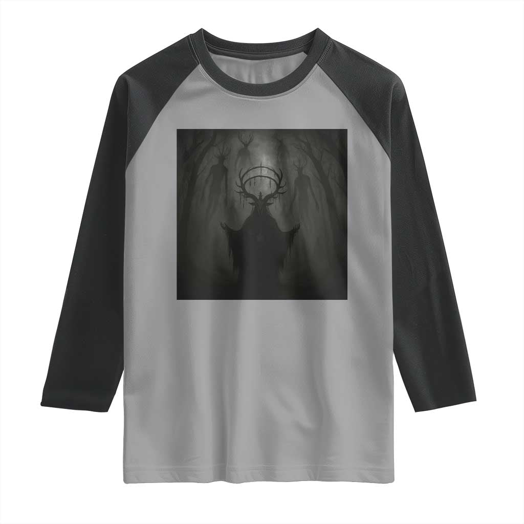 Wendigo Raglan Shirt Gothic Horror Forest Demon Cryptid Occult Dark Fantasy - Wonder Print Shop