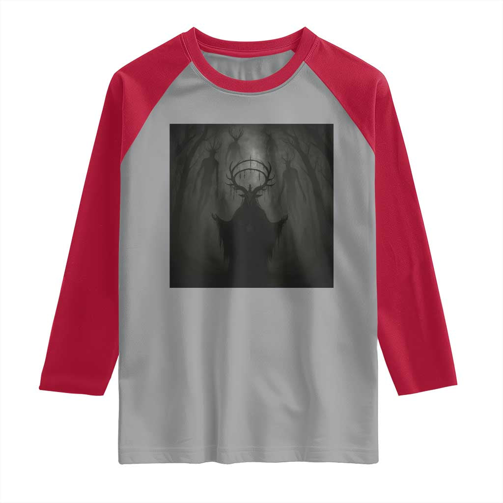 Wendigo Raglan Shirt Gothic Horror Forest Demon Cryptid Occult Dark Fantasy - Wonder Print Shop