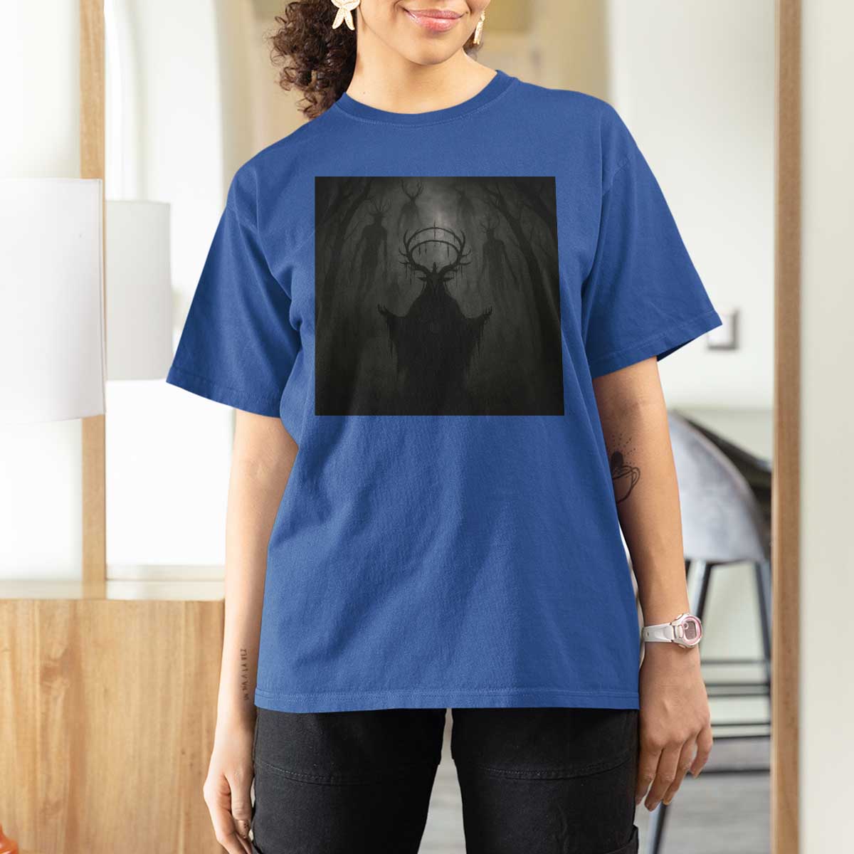 Wendigo T Shirt For Women Gothic Horror Forest Demon Cryptid Occult Dark Fantasy - Wonder Print Shop