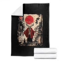 Samurai Wendigo Throw Blanket Japanese Vintage Graphic Ukiyo-e Art Funny Dark Fantasy - Wonder Print Shop
