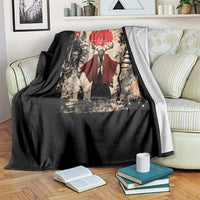 Samurai Wendigo Throw Blanket Japanese Vintage Graphic Ukiyo-e Art Funny Dark Fantasy - Wonder Print Shop